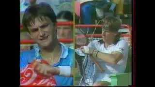 Miniature : Henri Leconte vs Bjorn Borg 1/8 Monte Carlo 1983 3ème set "first last" Borg match before retirement