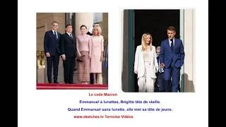Miniature : Code Macron lunettes : Emmanuel lunettes Brigitte tête vieille. Sans tête jeune. Humour canicule