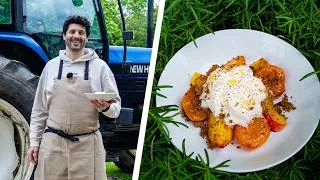 Miniature : Fruits jaunes rôtis au miel, au piment d’Espelette, crumble à l’huile de noix & farine de lentilles
