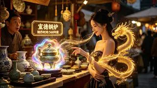 Miniature : Apprenti antiquaire trouve la Main du Dragon Divin, détecte faux et trésors, devient dieu.