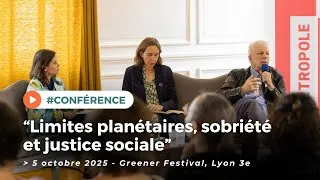 Miniature : "Limites planétaires, sobriété et justice sociale" avec Dominique Bourg & Valérie Guillard à Lyon