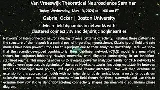 Miniature : Mean-field dynamics in networks with clustered connectivity and dendritic ... |G. Ocker, Boston U.