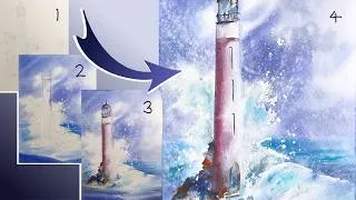 Miniature : Un magnifique phare à l'aquarelle en quatre étapes simples !