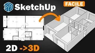 Miniature : Créer son appartement en 3D à partir d'un Plan 2D avec SketchUp Gratuit | Tutoriel Débutant