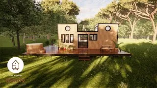 Miniature : TinyCastle V1 - Tiny house disposant de 2 chambres en mezzanines et d'un toit terrasse accessible