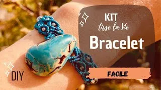 Miniature : TUTO MACRAMÉ ✨Bracelet Forêt avec Tagua turquoise • KIT micro- macrame
