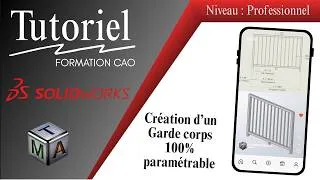 Miniature : Garde corps avec barreaudage à répartition automatique + Bonus - Tutoriel complet SOLIDWORKS