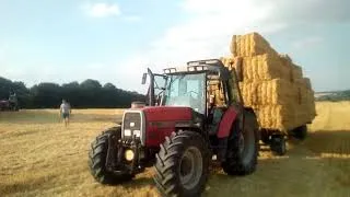 Miniature : Massey Fergusson 6180, retour chargement paille