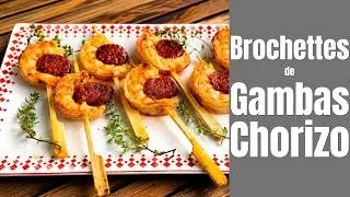 Miniature : Brochettes de crevettes au chorizo : la recette facile et ultra gourmande
