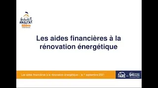 Miniature : Formation sur les aides financières en rénovation énergétique