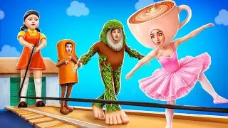 Miniature : Ballerina Cappuccina vs poupée Squid Game géante ! Jeu de cache-cache Mèmes Italiens!