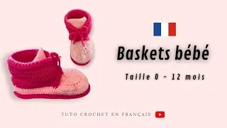 Miniature : 👣 Baskets bébé au Crochet (0 à 12 mois) - Toutes tailles - Tuto Crochet en Français 👣
