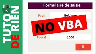 Miniature : Créer un formulaire de saisie sans userform ou VBA sur Excel