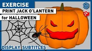 Miniature : PRINT this JACK O' LANTERN - The ULTIMATE Halloween Pumpkin - Free Tutorial Sketchup