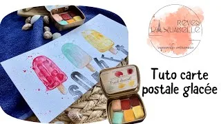 Miniature : Tuto carte postale glace à l’aquarelle (slim line card) Set « Froid devant »Rêves d’aquarelle 