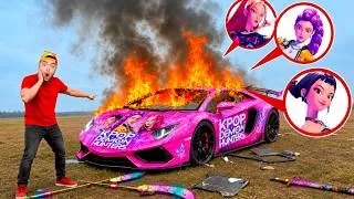 Miniature : LA LAMBORGHINI DE RUMI MIRA ET ZOEY A BRULÉ ! La Voiture KPOP Demon Hunters est en feu !