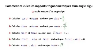 Miniature : les rapports trigonométriques d'un angle aigu en utilisant les relations trigonométriques niveau 3AC
