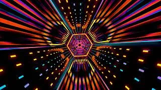 Miniature : 🔷 Écran de Veille 4K – Hexa Warp Neon – Tunnel Futuriste VJ (Sans Son)