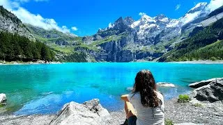 Miniature : Le plus BEAU lac des ALPES au coeur des montagnes SUISSE à Oeschinesee - Le Lac d'Oeschinen