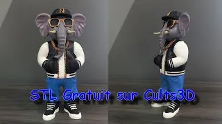 Miniature : éléphant rappeur en impression 3d, téléchargeable gratuitement sur Cults