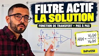 Miniature : Filtre actif à AOP : calcul de la fonction de transfert pas à pas