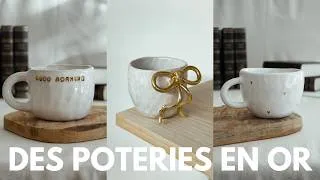 Miniature : CUISSON DE L'OR EN POTERIE: pose d'or, enfournement, défournement des céramiques, résultat final ☕️🤍