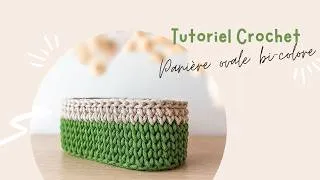 Miniature : Tuto crochet débutant : panière ovale bicolore pas à pas