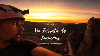 Miniature : Magnifique coucher de soleil sur la via ferrata de Liaucous le 3 février 2024, parcours ED