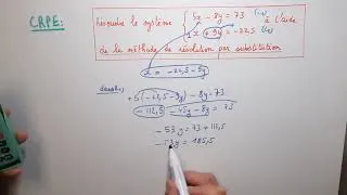 Miniature : 👉 CRPE Maths : résoudre un système de 2 équations à 2 inconnues par substitution