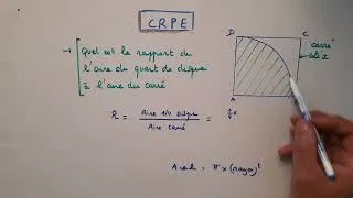 Miniature : 👉 CRPE Maths : rapport entre l’aire d’un quart de cercle et celle d’un carré