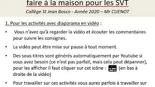 Miniature : 1. Les ACTIVITES en travail à distance (SVT)