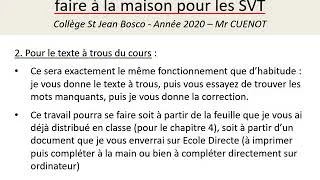 Miniature : 2. Les COURS en travail à distance (SVT)