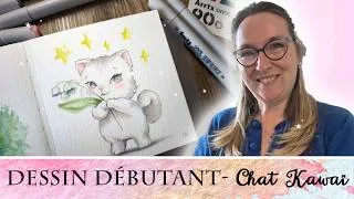 Miniature : Tuto Dessin Facile : Un Petit Chat Kawaï au Muguet avec virginie Lucas Vinnylu Création