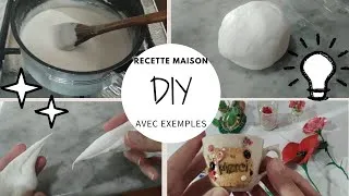 Miniature : RECETTE✔️ MAISON DE LA PATE FIMO [pâte qui sèche à l'air] N°2 [Tuto] AVEC EXEMPLES😍 #porcelaine