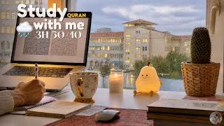 Miniature : 3 Hour Study With Me | Rainy Day & Quran Recitation 🌧️ | Deep Focus Pomodoro 50/10