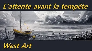 Miniature : Quand la lumière résiste à la tempête – Peinture acrylique marine