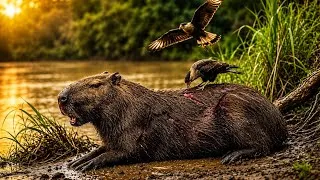 Miniature : Injured Capybara Crying in Pain 😢 | Birds Helping Clean Wounds | Emotional Wildlife Story