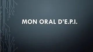 Miniature : Oral d'EPI de 3ème en technologie :Exemple de présentation