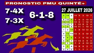 Miniature : PRONOSTIC PMU QUINTÉ+ LUNDI 27 JUILLET 2026 RÉUNION 1 COURSE 5 À  CLAIREFONTAINE 