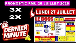 Miniature : PRONOSTIC PMU DERNIER MINUTE DIMANCHE 26 JUILLET 2026 RÉUNION 1 COURSE 3 À MONT DE MARSAN