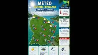 Miniature : Météo Guyane française – Mercredi 17 juin 2026Une journée chaude avec des averses localisées