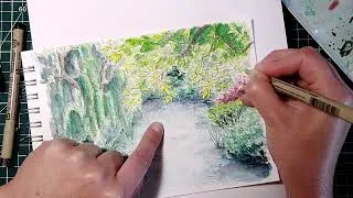 Miniature : Aquarelle personnalisée: Le jardin d'eau de Giverny