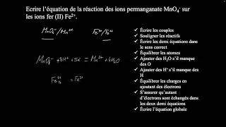 Miniature : écrire l'équation d'une réaction d'oxydoréduction en milieu acide