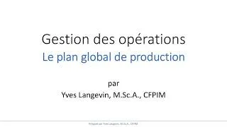 Miniature : Plan global de production - Exemples complets et calculs