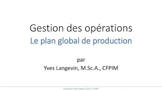 Miniature : Plan global de production - Exemples complets et calculs