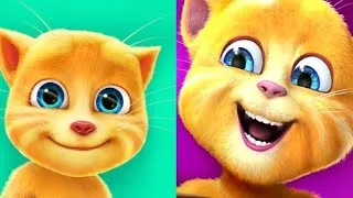 Miniature : My Talking Ginger 😻😸 | So funny | Cat Eating 🥕🥥🥐🍒🍭🍟 #gameplay #talkingginger