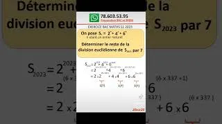 Miniature : BAC 2023 | Serie S1 | Corrigé Maths #maths #algebra #bac