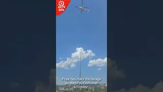 Miniature : [DIRECT 42TV] Firminy : SOBECA fait appel à un hélicoptère pour la pose des mâts d'éclairage