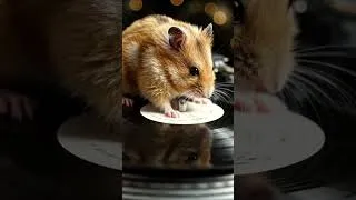 Miniature : Hamster scratching vinyl record
