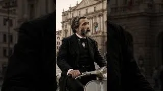 Miniature : Giuseppe Verdi rides a vintage Vespa in Milano#classicalmusic #opera #verdi #vespa #ai #italy